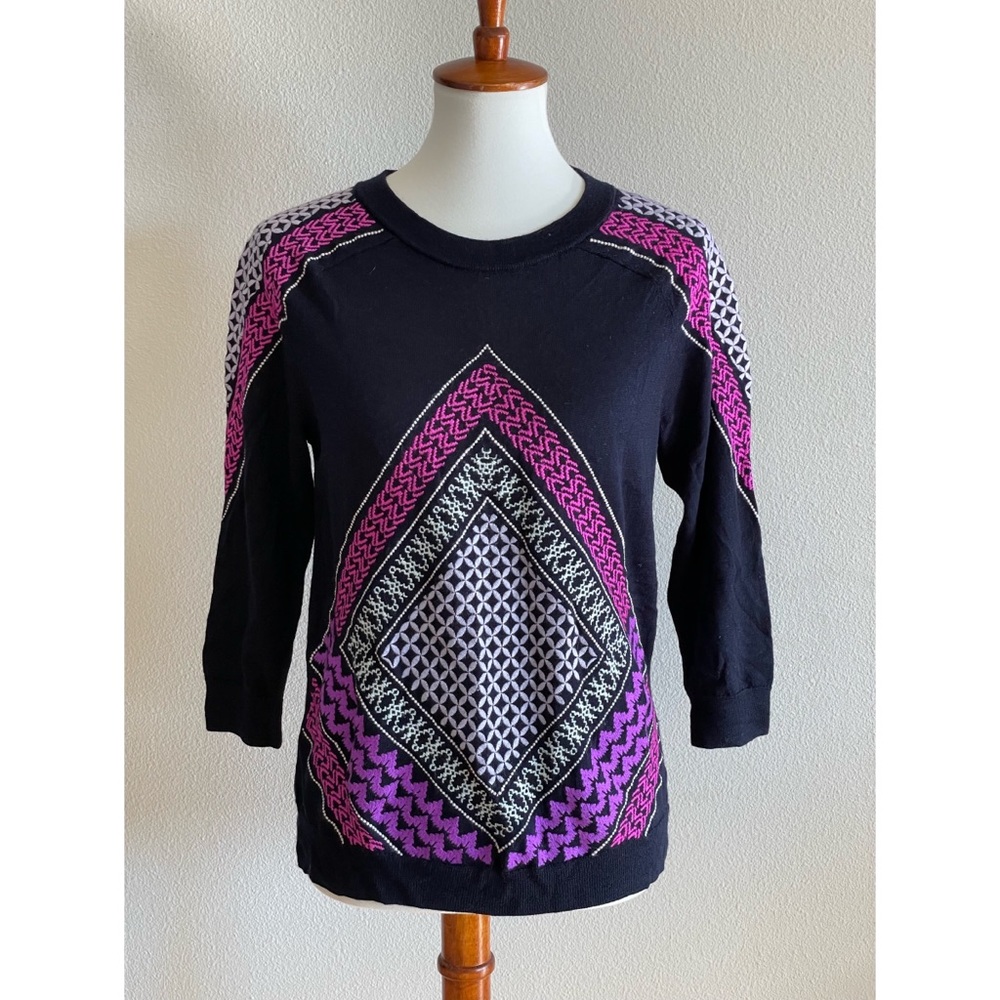 J. Crew 3/4 Sleeve Embroidered Sweater